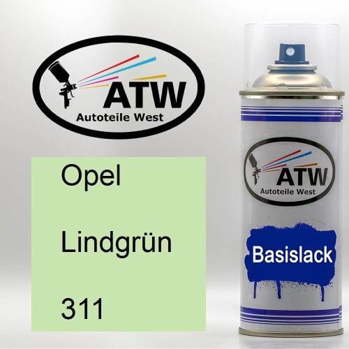 Opel, Lindgrün, 311: 400ml Sprühdose, von ATW Autoteile West.