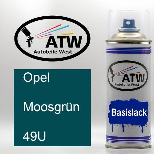 Opel, Moosgrün, 49U: 400ml Sprühdose, von ATW Autoteile West.