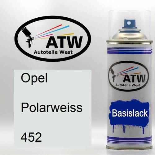 Opel, Polarweiss, 452: 400ml Sprühdose, von ATW Autoteile West.