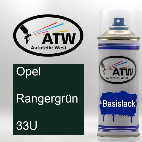 Opel, Rangergrün, 33U: 400ml Sprühdose, von ATW Autoteile West.