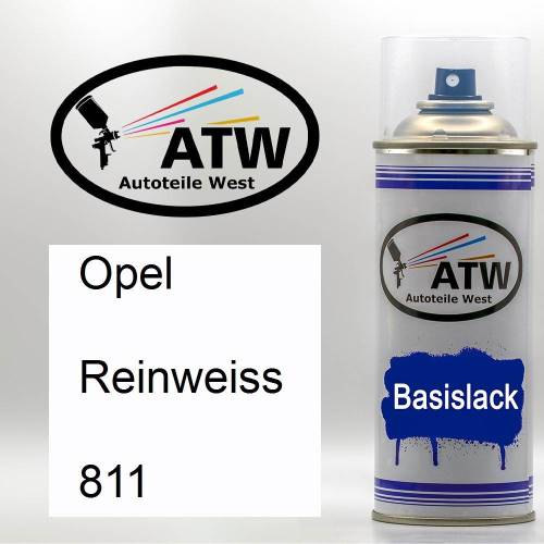 Opel, Reinweiss, 811: 400ml Sprühdose, von ATW Autoteile West.