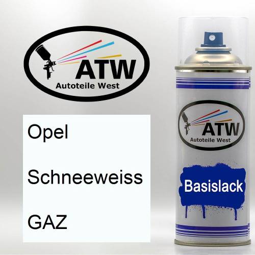 Opel, Schneeweiss, GAZ: 400ml Sprühdose, von ATW Autoteile West.