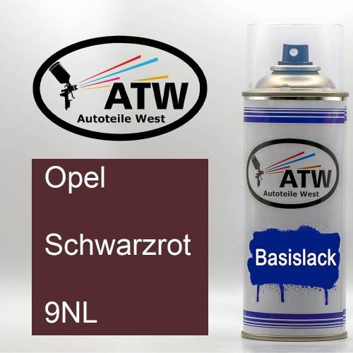 Opel, Schwarzrot, 9NL: 400ml Sprühdose, von ATW Autoteile West.