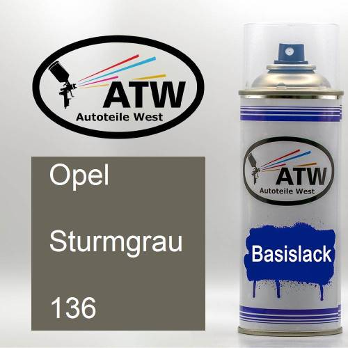 Opel, Sturmgrau, 136: 400ml Sprühdose, von ATW Autoteile West.