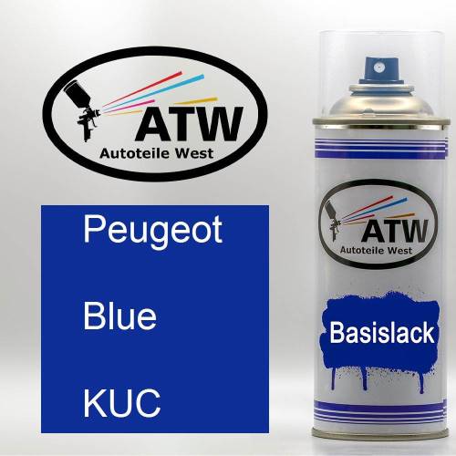 Peugeot, Blue, KUC: 400ml Sprühdose, von ATW Autoteile West.