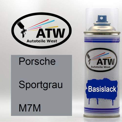 Porsche, Sportgrau, M7M: 400ml Sprühdose, von ATW Autoteile West.