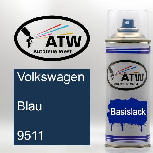 Volkswagen, Blau, 9511: 400ml Sprühdose, von ATW Autoteile West.