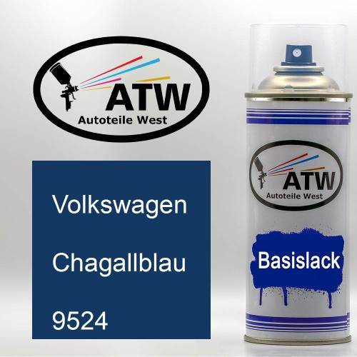 Volkswagen, Chagallblau, 9524: 400ml Sprühdose, von ATW Autoteile West.