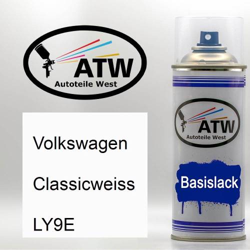 Volkswagen, Classicweiss, LY9E: 400ml Sprühdose, von ATW Autoteile West.