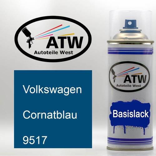 Volkswagen, Cornatblau, 9517: 400ml Sprühdose, von ATW Autoteile West.