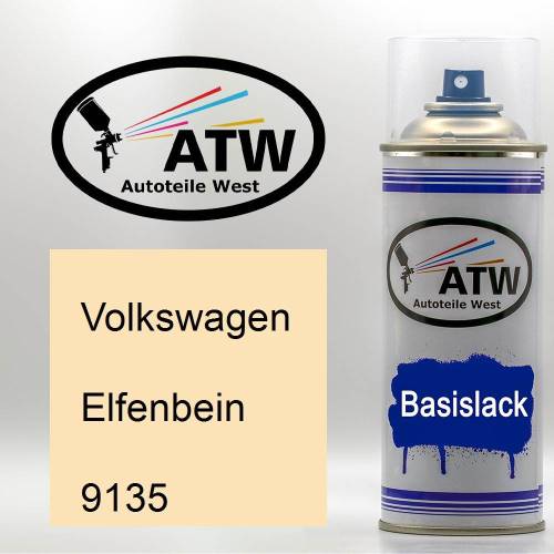 Volkswagen, Elfenbein, 9135: 400ml Sprühdose, von ATW Autoteile West.