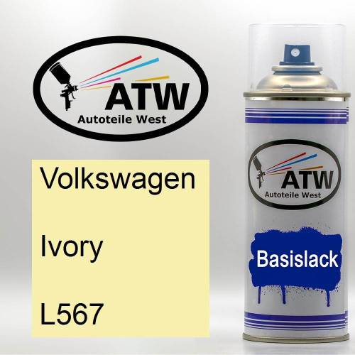 Volkswagen, Ivory, L567: 400ml Sprühdose, von ATW Autoteile West.