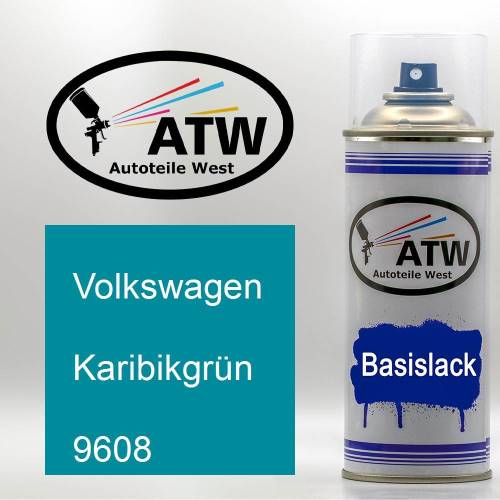 Volkswagen, Karibikgrün, 9608: 400ml Sprühdose, von ATW Autoteile West.