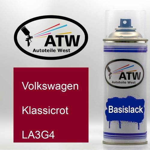 Volkswagen, Klassicrot, LA3G4: 400ml Sprühdose, von ATW Autoteile West.