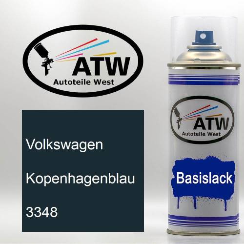 Volkswagen, Kopenhagenblau, 3348: 400ml Sprühdose, von ATW Autoteile West.