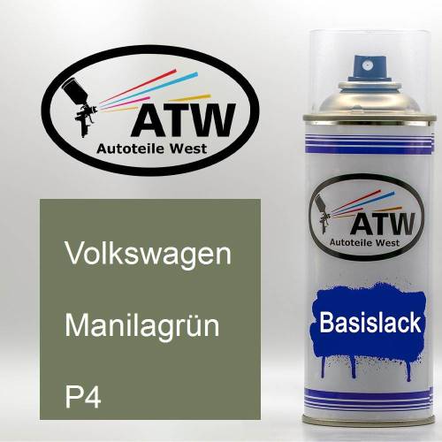 Volkswagen, Manilagrün, P4: 400ml Sprühdose, von ATW Autoteile West.