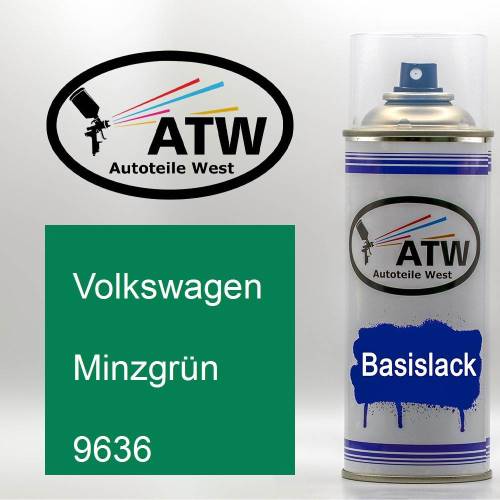 Volkswagen, Minzgrün, 9636: 400ml Sprühdose, von ATW Autoteile West.