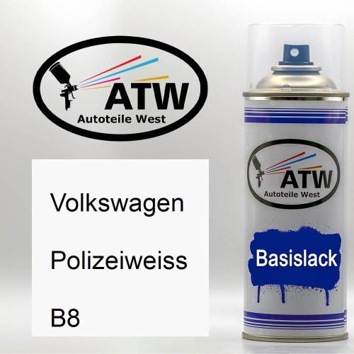 Volkswagen, Polizeiweiss, B8: 400ml Sprühdose, von ATW Autoteile West.