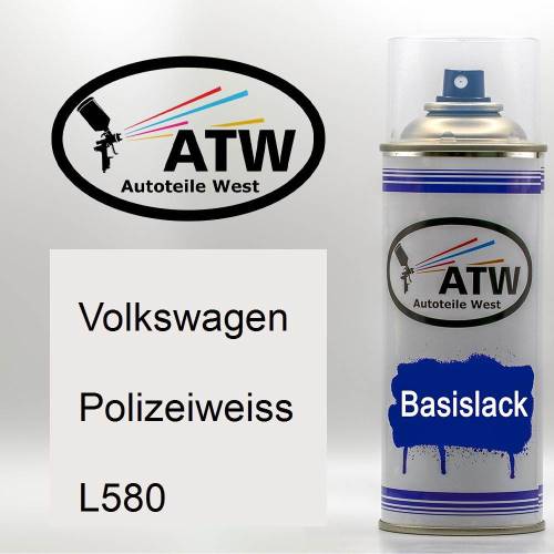 Volkswagen, Polizeiweiss, L580: 400ml Sprühdose, von ATW Autoteile West.