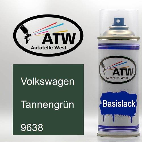 Volkswagen, Tannengrün, 9638: 400ml Sprühdose, von ATW Autoteile West.