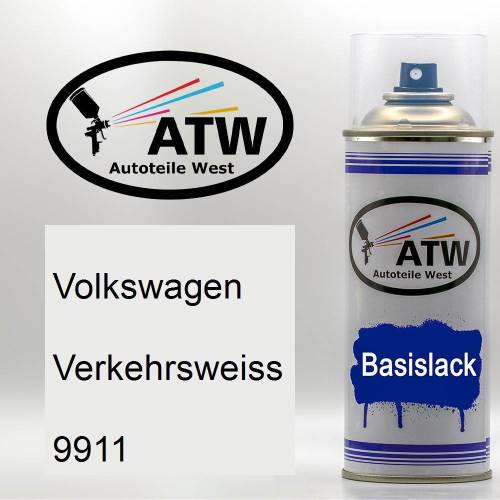 Volkswagen, Verkehrsweiss, 9911: 400ml Sprühdose, von ATW Autoteile West.