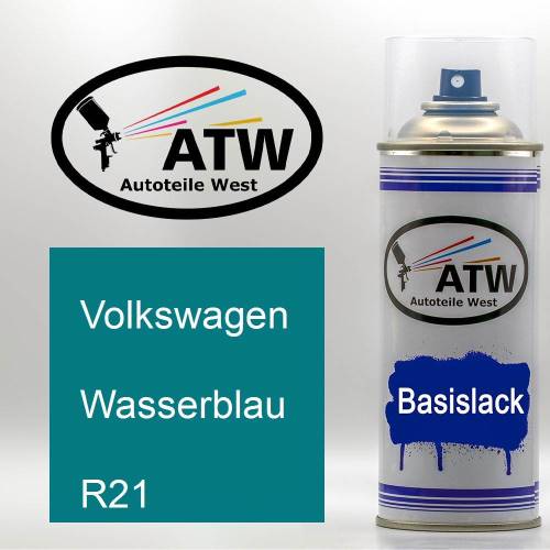 Volkswagen, Wasserblau, R21: 400ml Sprühdose, von ATW Autoteile West.