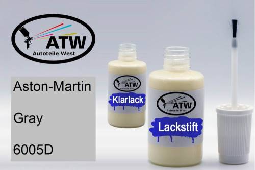 Aston-Martin, Gray, 6005D: 20ml Lackstift + 20ml Klarlack - Set, von ATW Autoteile West.