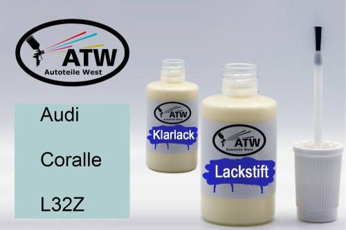 Audi, Coralle, L32Z: 20ml Lackstift + 20ml Klarlack - Set, von ATW Autoteile West.