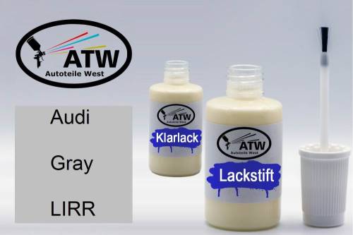 Audi, Gray, LIRR: 20ml Lackstift + 20ml Klarlack - Set, von ATW Autoteile West.