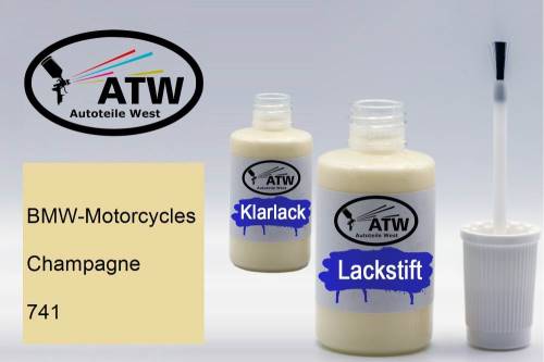 BMW-Motorcycles, Champagne, 741: 20ml Lackstift + 20ml Klarlack - Set, von ATW Autoteile West.