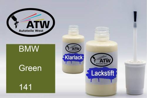 BMW, Green, 141: 20ml Lackstift + 20ml Klarlack - Set, von ATW Autoteile West.