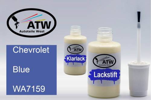 Chevrolet, Blue, WA7159: 20ml Lackstift + 20ml Klarlack - Set, von ATW Autoteile West.