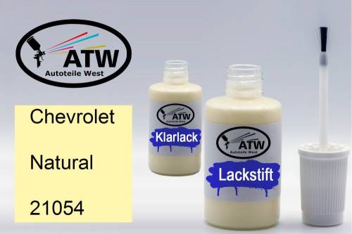 Chevrolet, Natural, 21054: 20ml Lackstift + 20ml Klarlack - Set, von ATW Autoteile West.