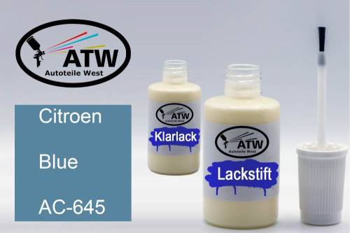 Citroen, Blue, AC-645: 20ml Lackstift + 20ml Klarlack - Set, von ATW Autoteile West.