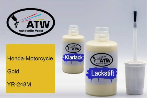 Honda-Motorcycle, Gold, YR-248M: 20ml Lackstift + 20ml Klarlack - Set, von ATW Autoteile West.