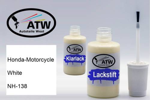 Honda-Motorcycle, White, NH-138: 20ml Lackstift + 20ml Klarlack - Set, von ATW Autoteile West.