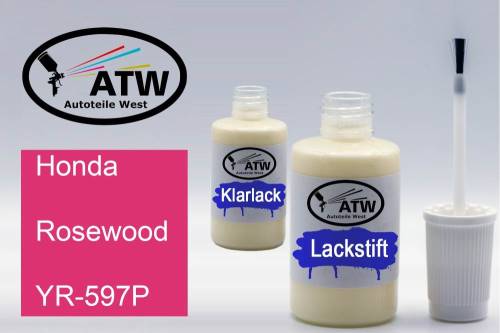 Honda, Rosewood, YR-597P: 20ml Lackstift + 20ml Klarlack - Set, von ATW Autoteile West.