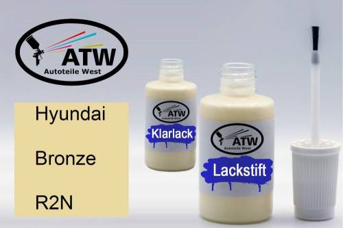 Hyundai, Bronze, R2N: 20ml Lackstift + 20ml Klarlack - Set, von ATW Autoteile West.