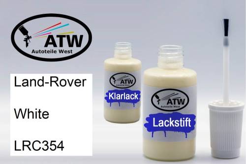 Land-Rover, White, LRC354: 20ml Lackstift + 20ml Klarlack - Set, von ATW Autoteile West.