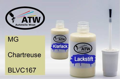 MG, Chartreuse, BLVC167: 20ml Lackstift + 20ml Klarlack - Set, von ATW Autoteile West.