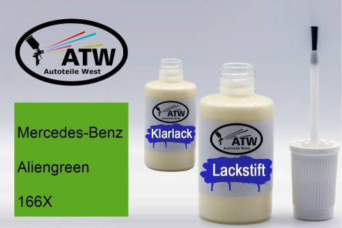 Mercedes-Benz, Aliengreen, 166X: 20ml Lackstift + 20ml Klarlack - Set, von ATW Autoteile West.