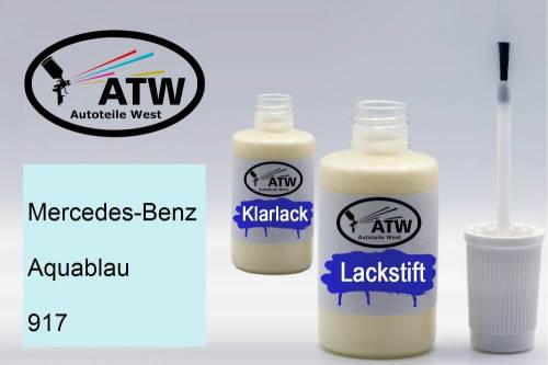 Mercedes-Benz, Aquablau, 917: 20ml Lackstift + 20ml Klarlack - Set, von ATW Autoteile West.