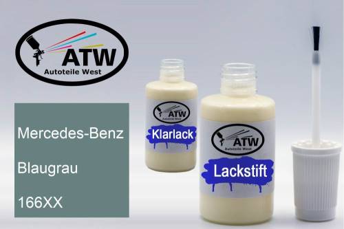 Mercedes-Benz, Blaugrau, 166XX: 20ml Lackstift + 20ml Klarlack - Set, von ATW Autoteile West.