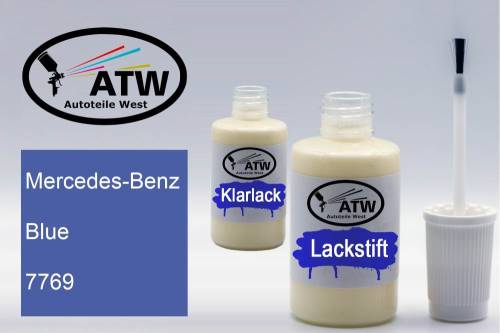 Mercedes-Benz, Blue, 7769: 20ml Lackstift + 20ml Klarlack - Set, von ATW Autoteile West.