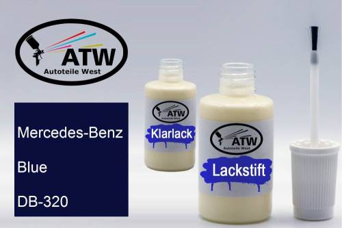 Mercedes-Benz, Blue, DB-320: 20ml Lackstift + 20ml Klarlack - Set, von ATW Autoteile West.