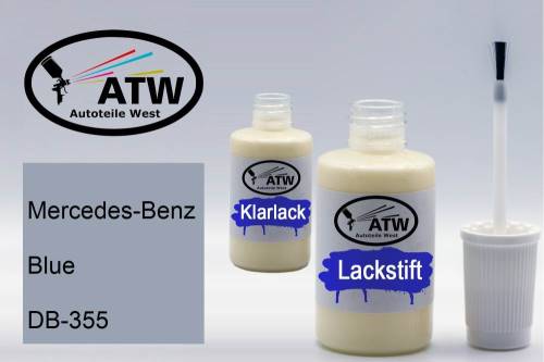 Mercedes-Benz, Blue, DB-355: 20ml Lackstift + 20ml Klarlack - Set, von ATW Autoteile West.