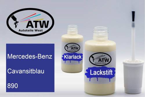 Mercedes-Benz, Cavansitblau, 890: 20ml Lackstift + 20ml Klarlack - Set, von ATW Autoteile West.