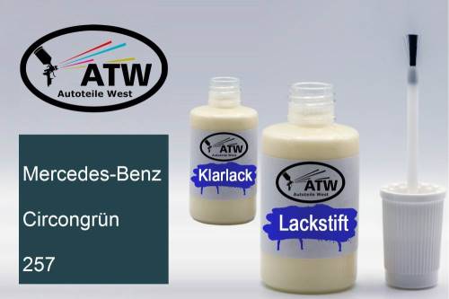 Mercedes-Benz, Circongrün, 257: 20ml Lackstift + 20ml Klarlack - Set, von ATW Autoteile West.