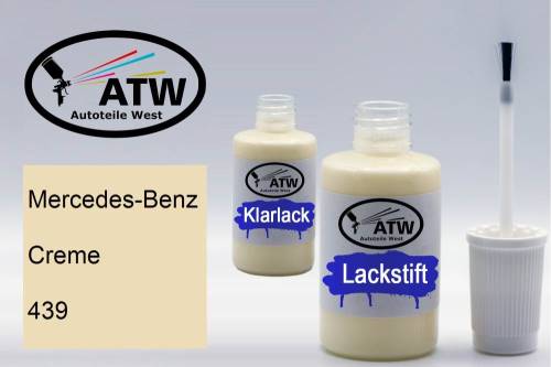 Mercedes-Benz, Creme, 439: 20ml Lackstift + 20ml Klarlack - Set, von ATW Autoteile West.