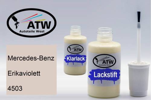 Mercedes-Benz, Erikaviolett, 4503: 20ml Lackstift + 20ml Klarlack - Set, von ATW Autoteile West.